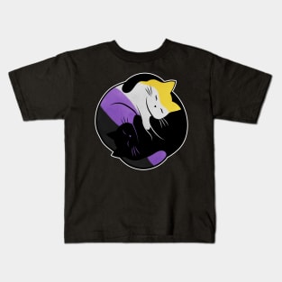 Nonbinary Eternal Yin Yang Cat Kids T-Shirt